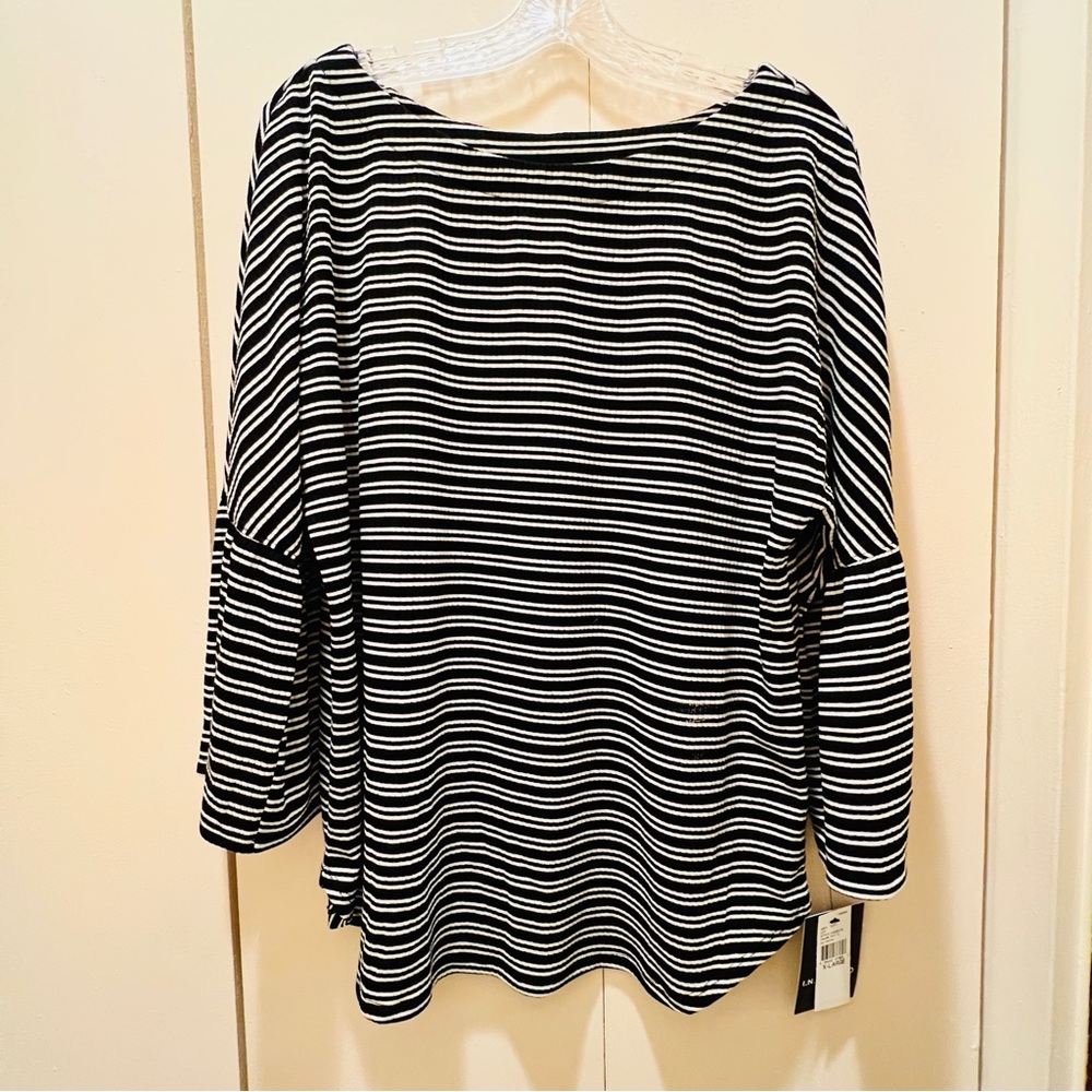 I.N. STUDIO Black & White Striped Blouse